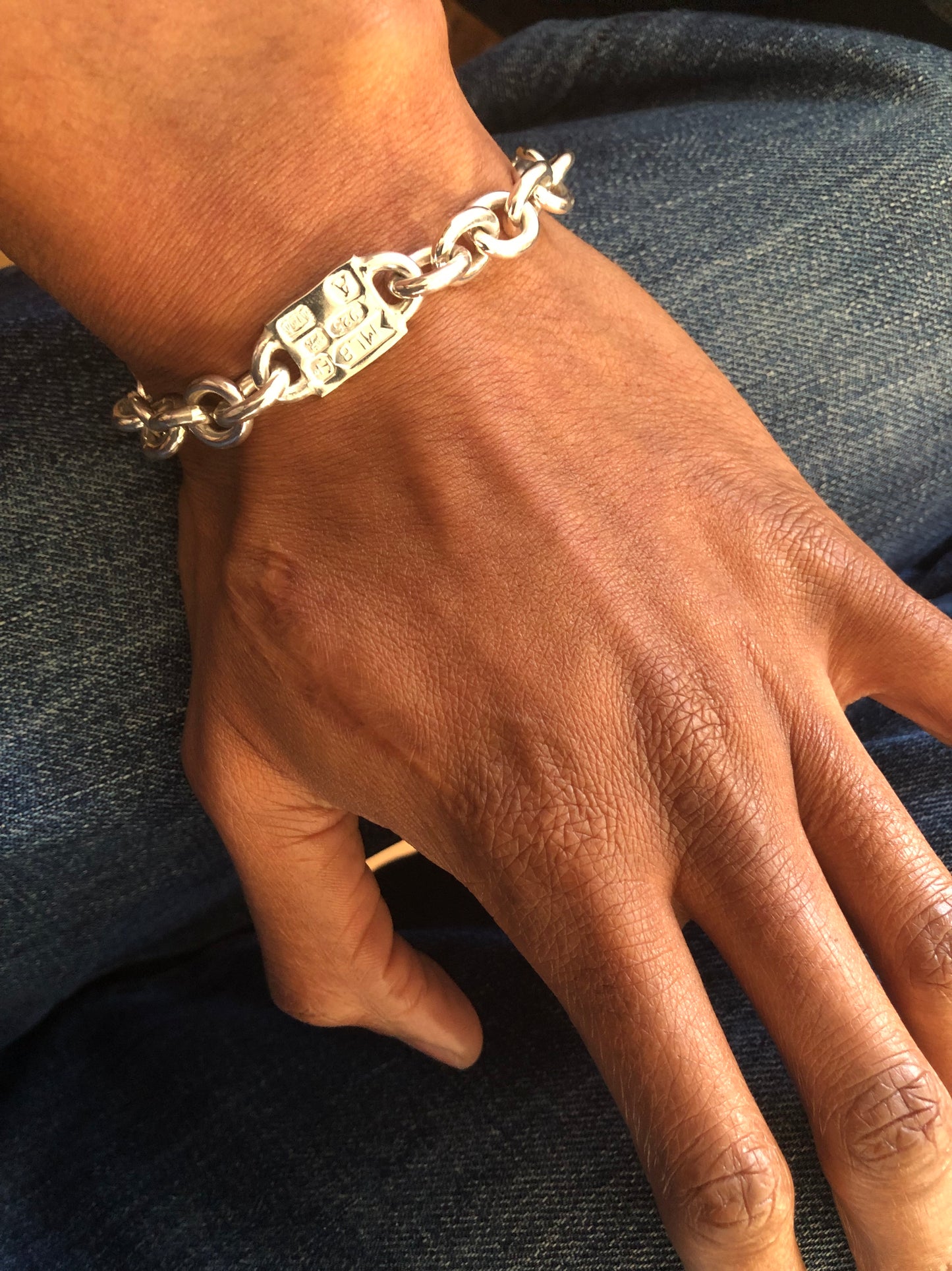 Heavy solid sterling silver large hallmarks bracelet