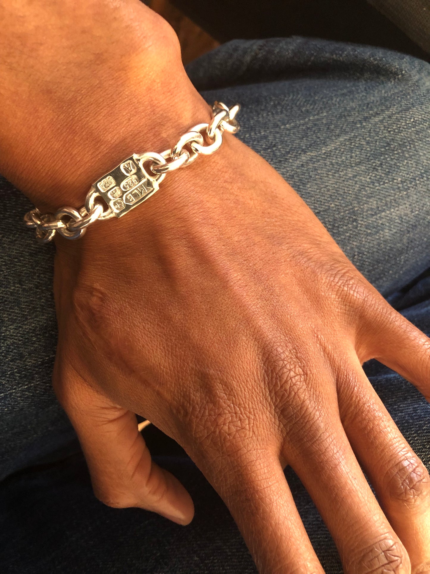 Heavy solid sterling silver large hallmarks bracelet