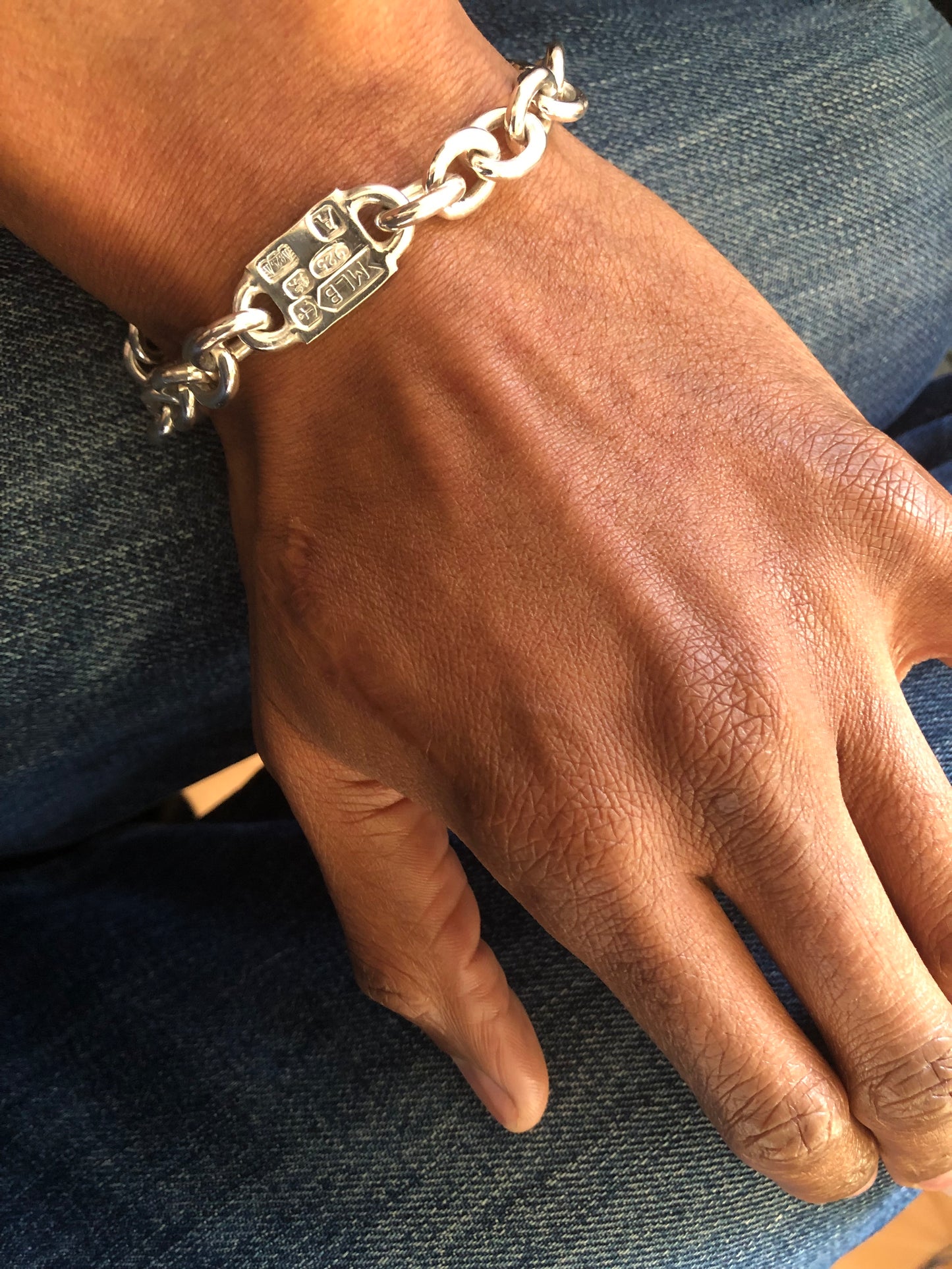 Heavy solid sterling silver large hallmarks bracelet