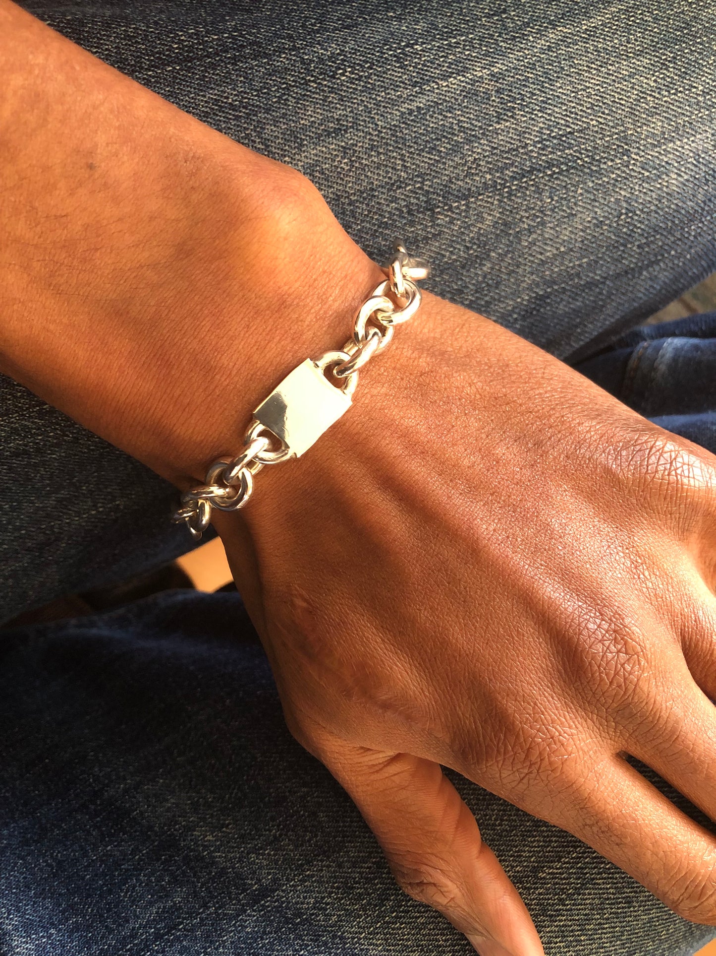 Heavy solid sterling silver large hallmarks bracelet