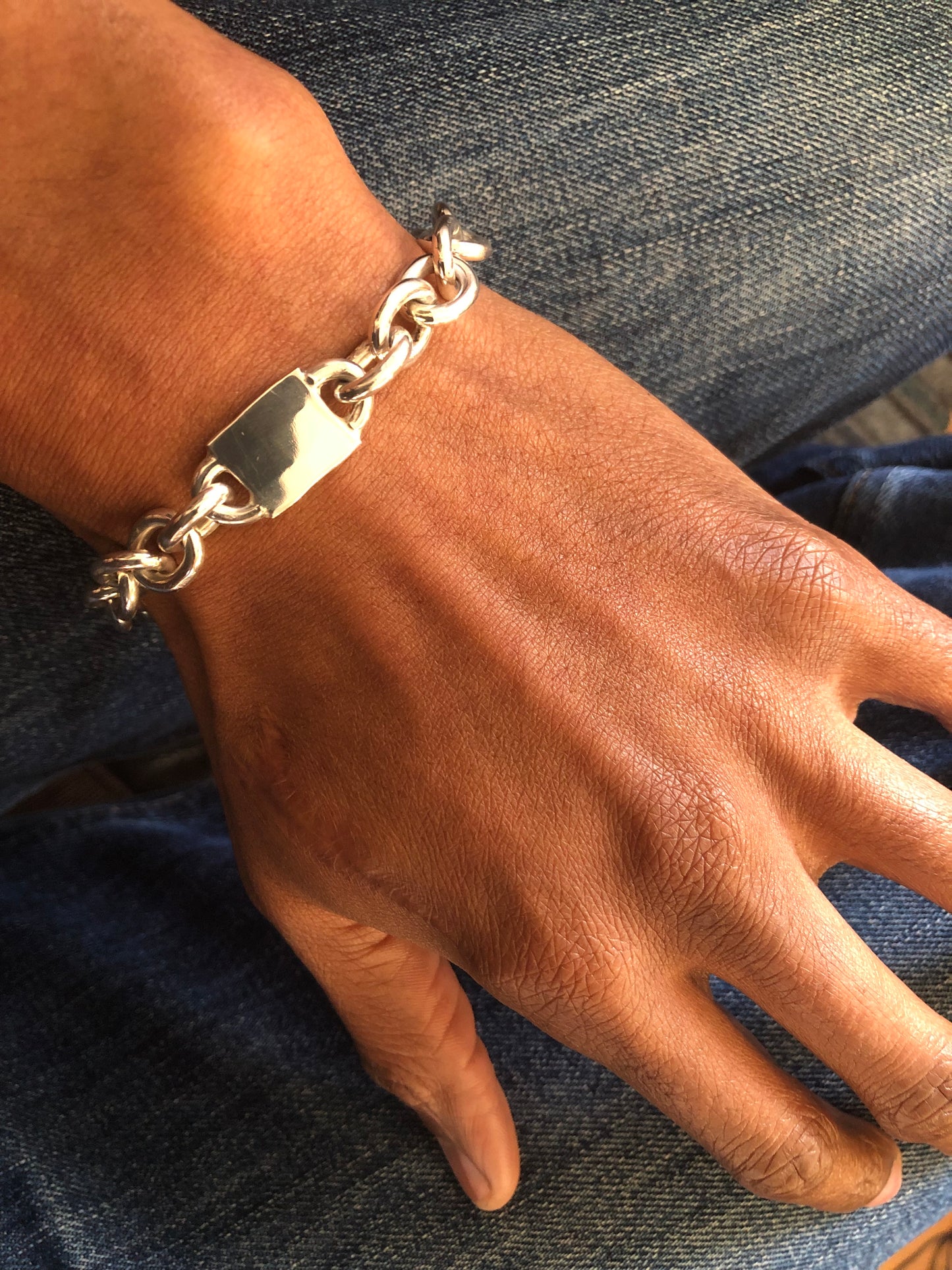 Heavy solid sterling silver large hallmarks bracelet