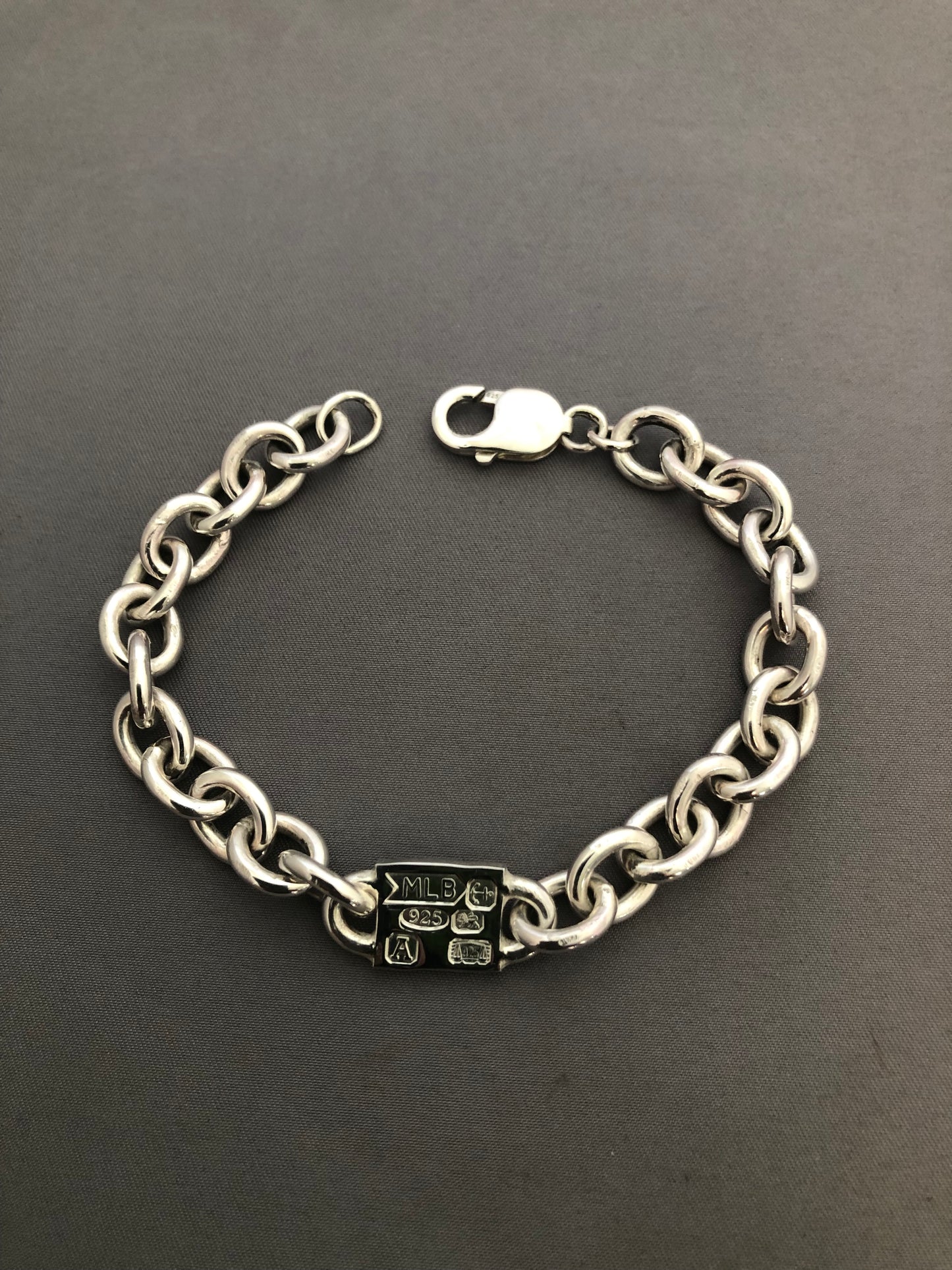 Heavy solid sterling silver large hallmarks bracelet