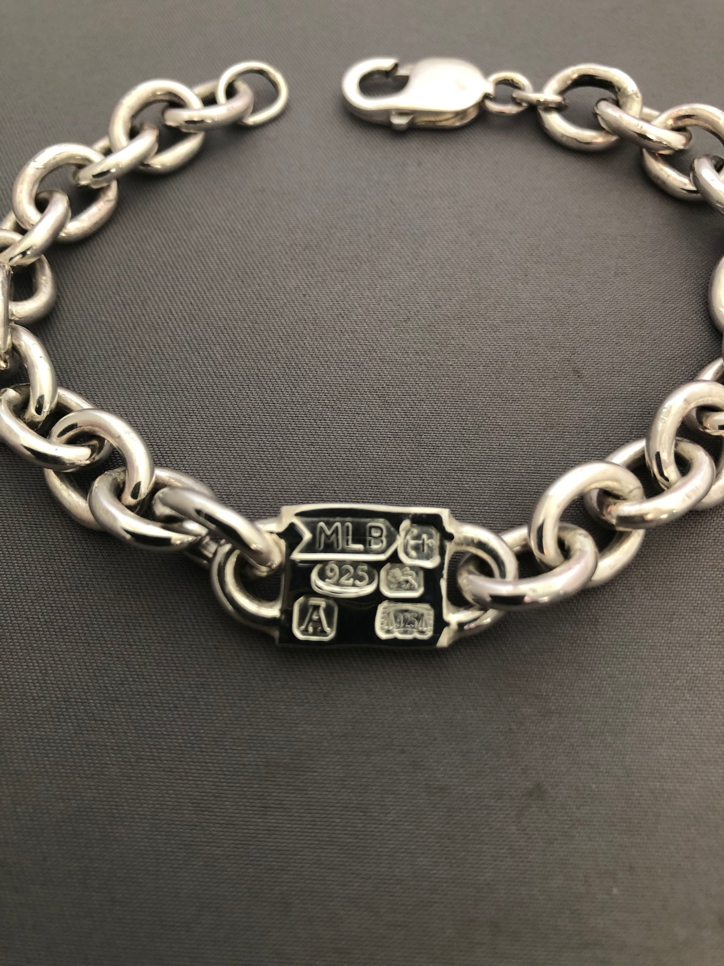 Heavy solid sterling silver large hallmarks bracelet