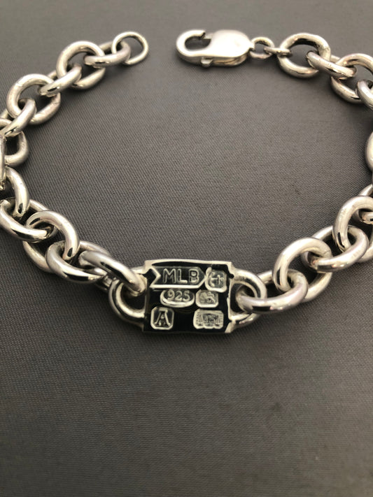 Heavy solid sterling silver large hallmarks bracelet