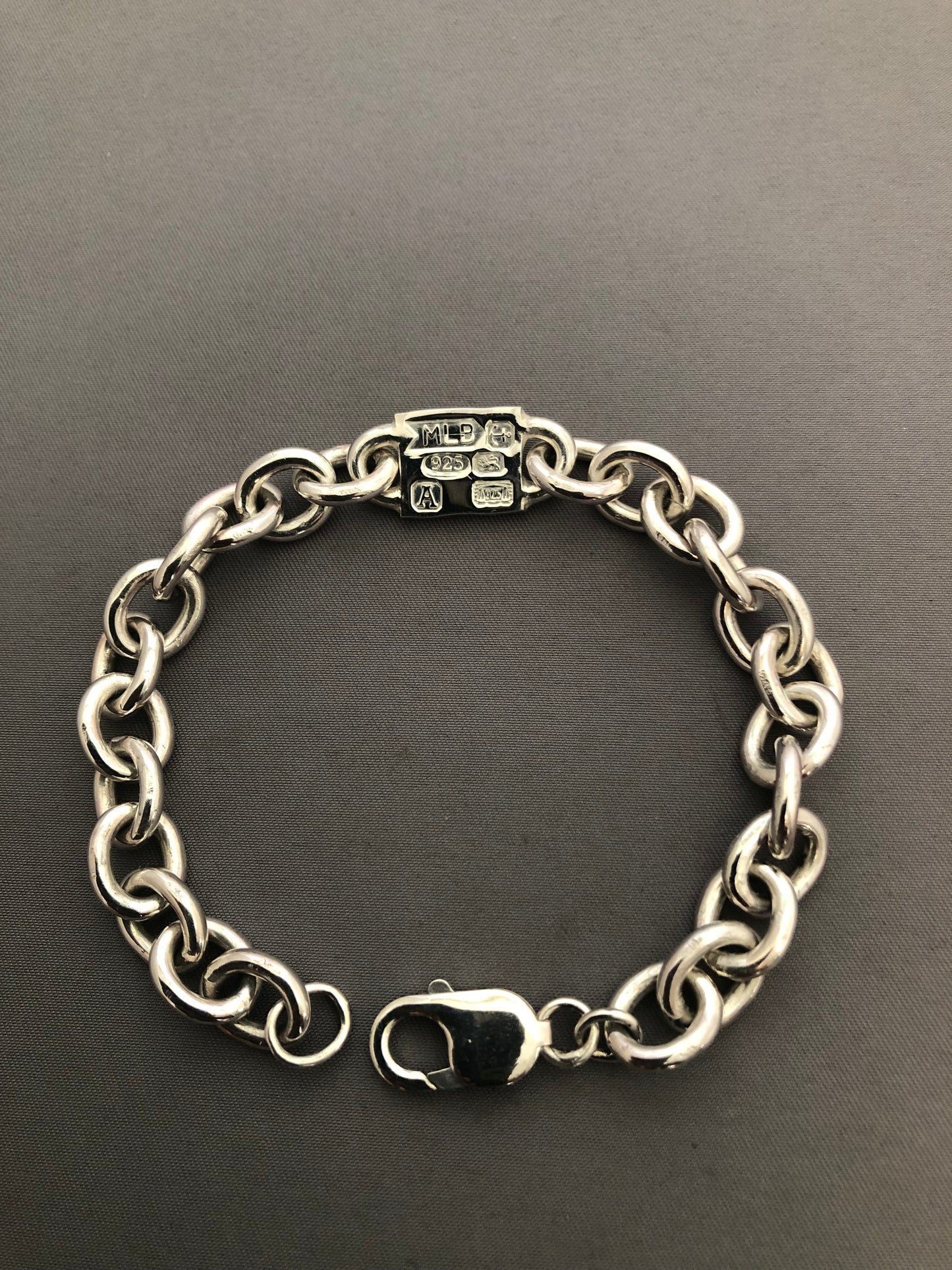 Heavy solid sterling silver large hallmarks bracelet