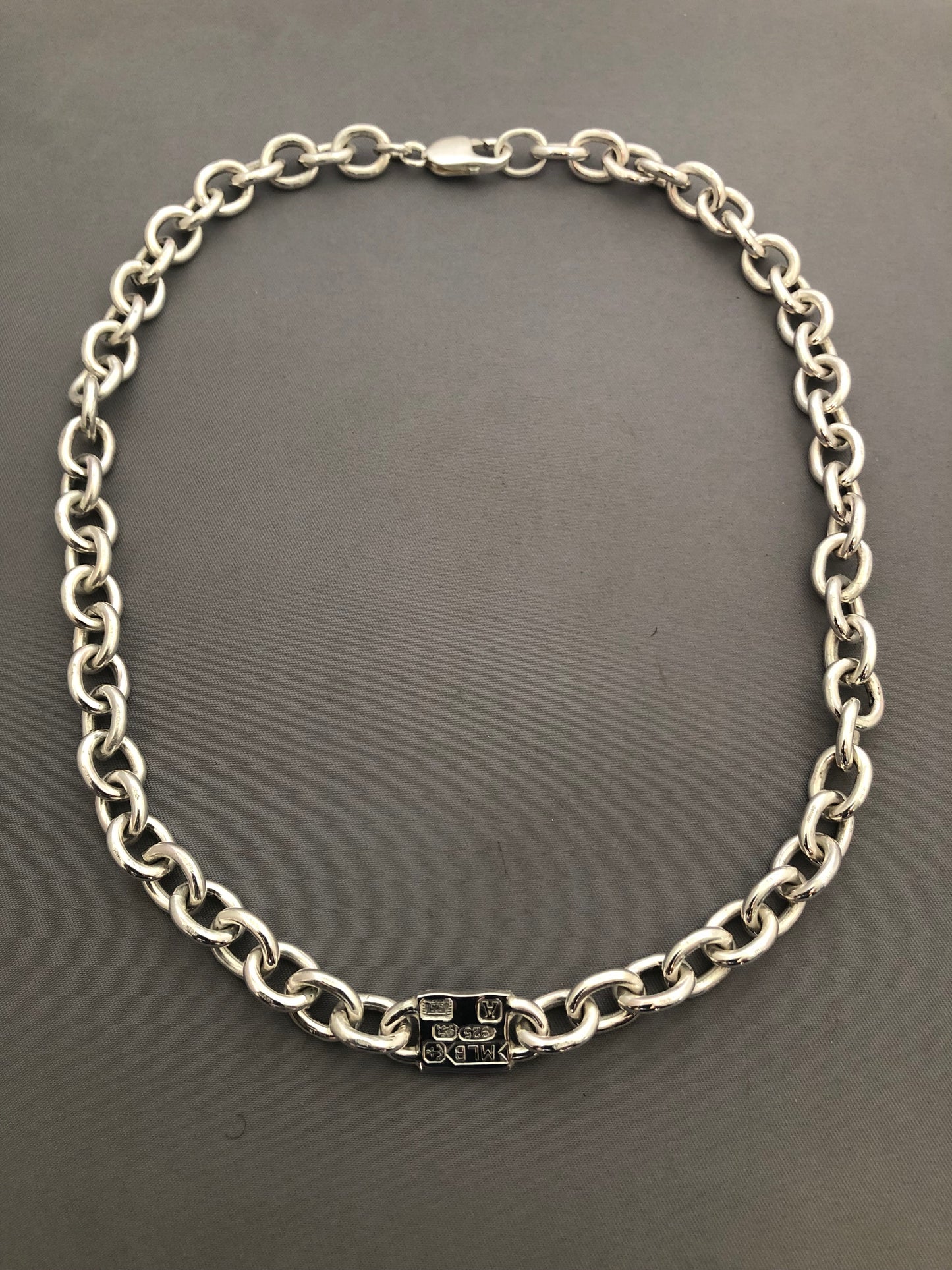 Heavy solid sterling silver large hallmarks chain