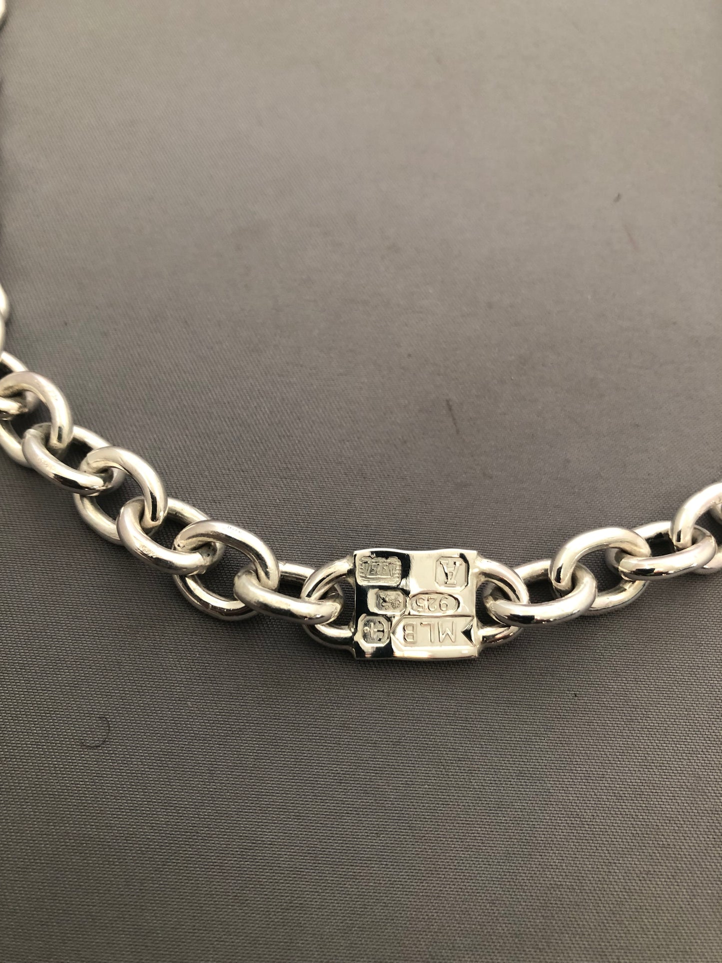 Heavy solid sterling silver large hallmarks chain