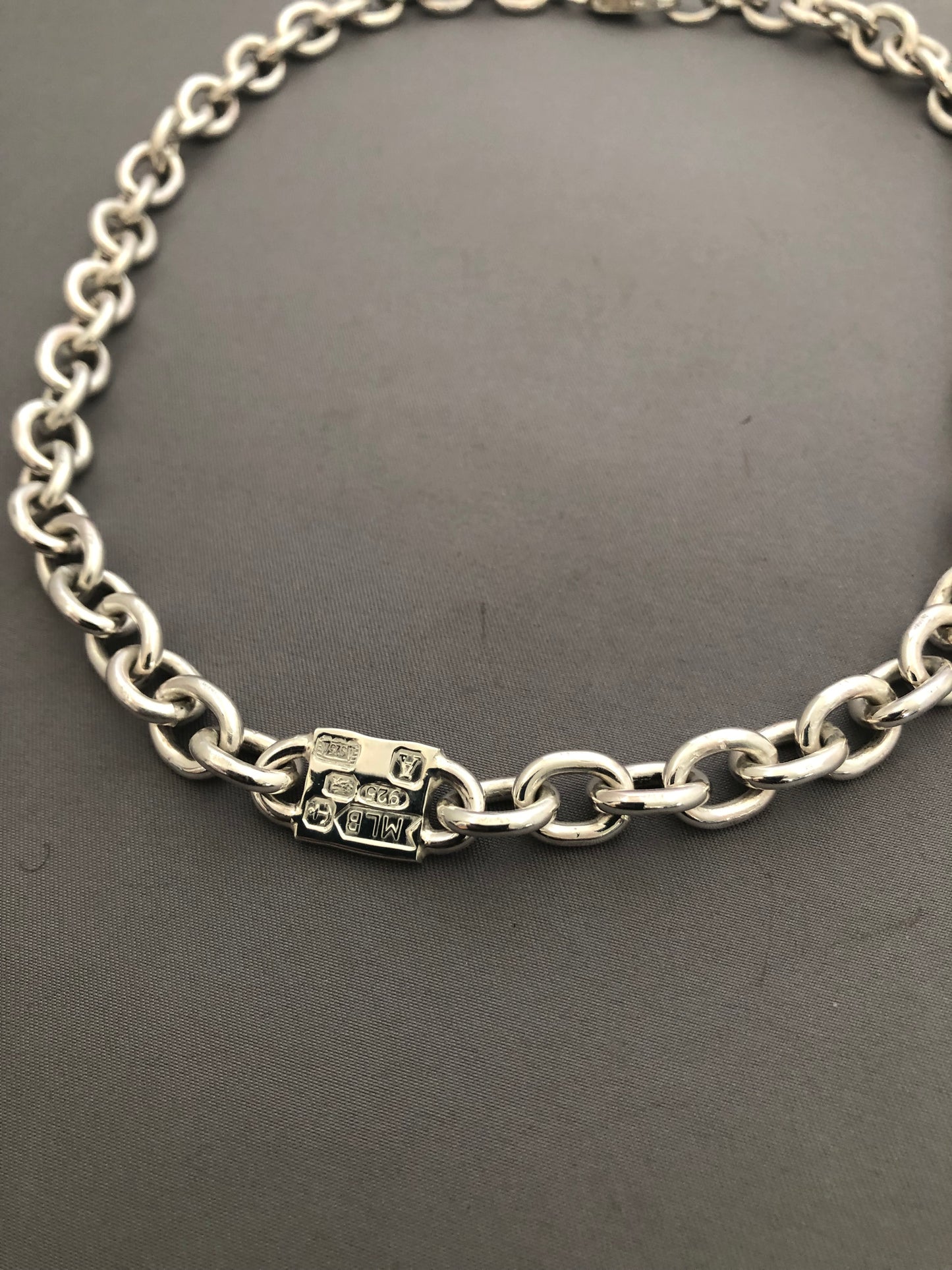 Heavy solid sterling silver large hallmarks chain