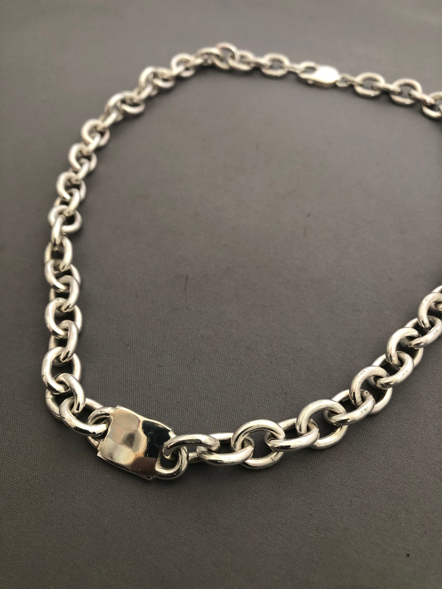 Heavy solid sterling silver large hallmarks chain